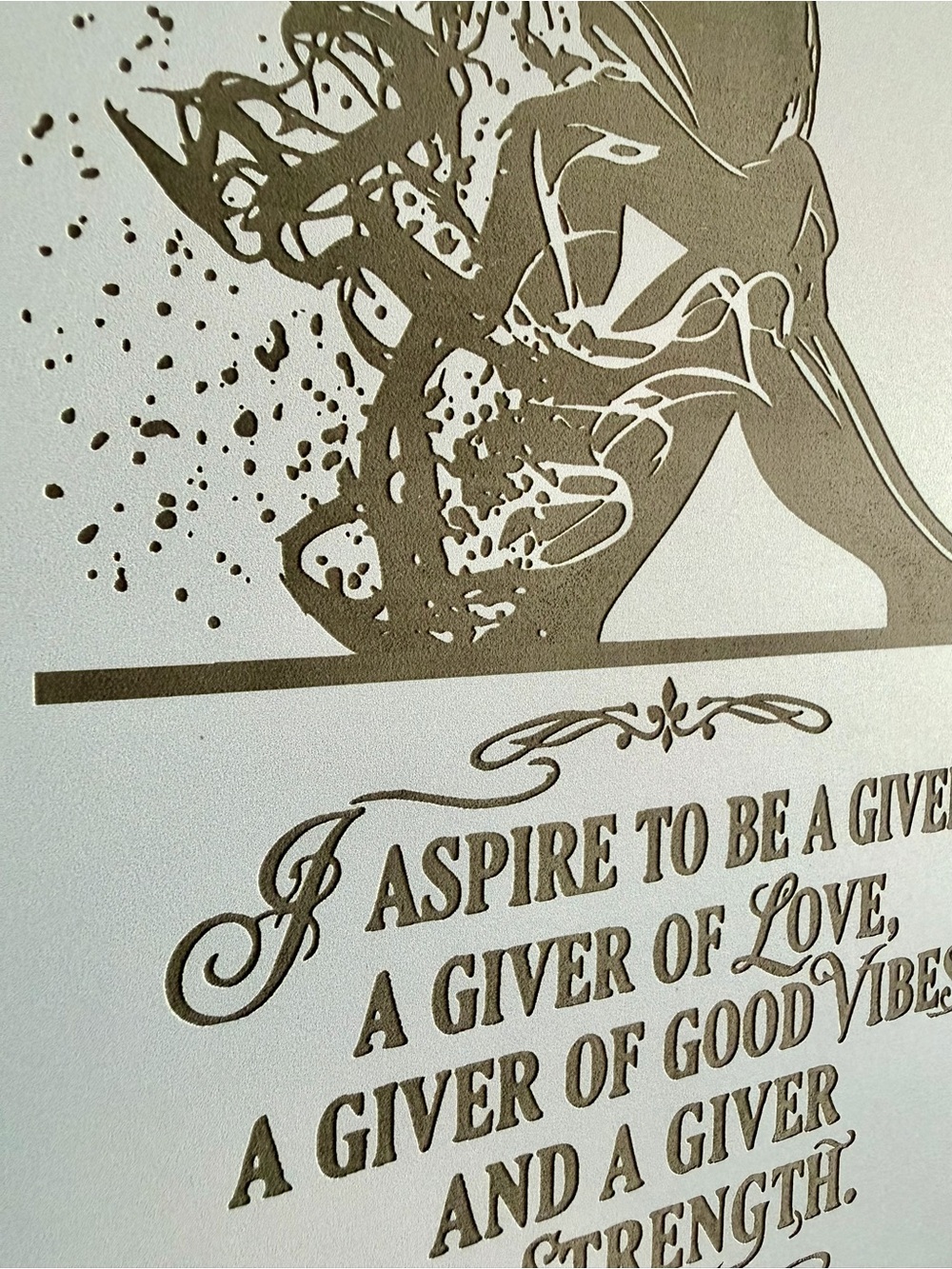 Handcrafted by me Wood/Acrylic  engraved framed Strength Sign 5”x7” - Picture 6 of 7